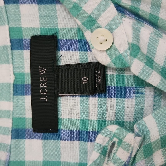 J.Crew Popover Shirt in Gingham Ikat Size 10 Large Casual Lagenlook Peasant - Picture 4 of 8